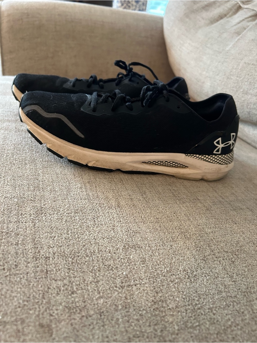 Under Armour Men’s Black Athletic Running Sneakers with White Soles